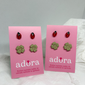 Uhani pikapolonice in deteljice - komplet