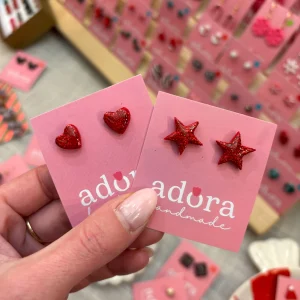 Uhani Glitter srčki in zvezdice